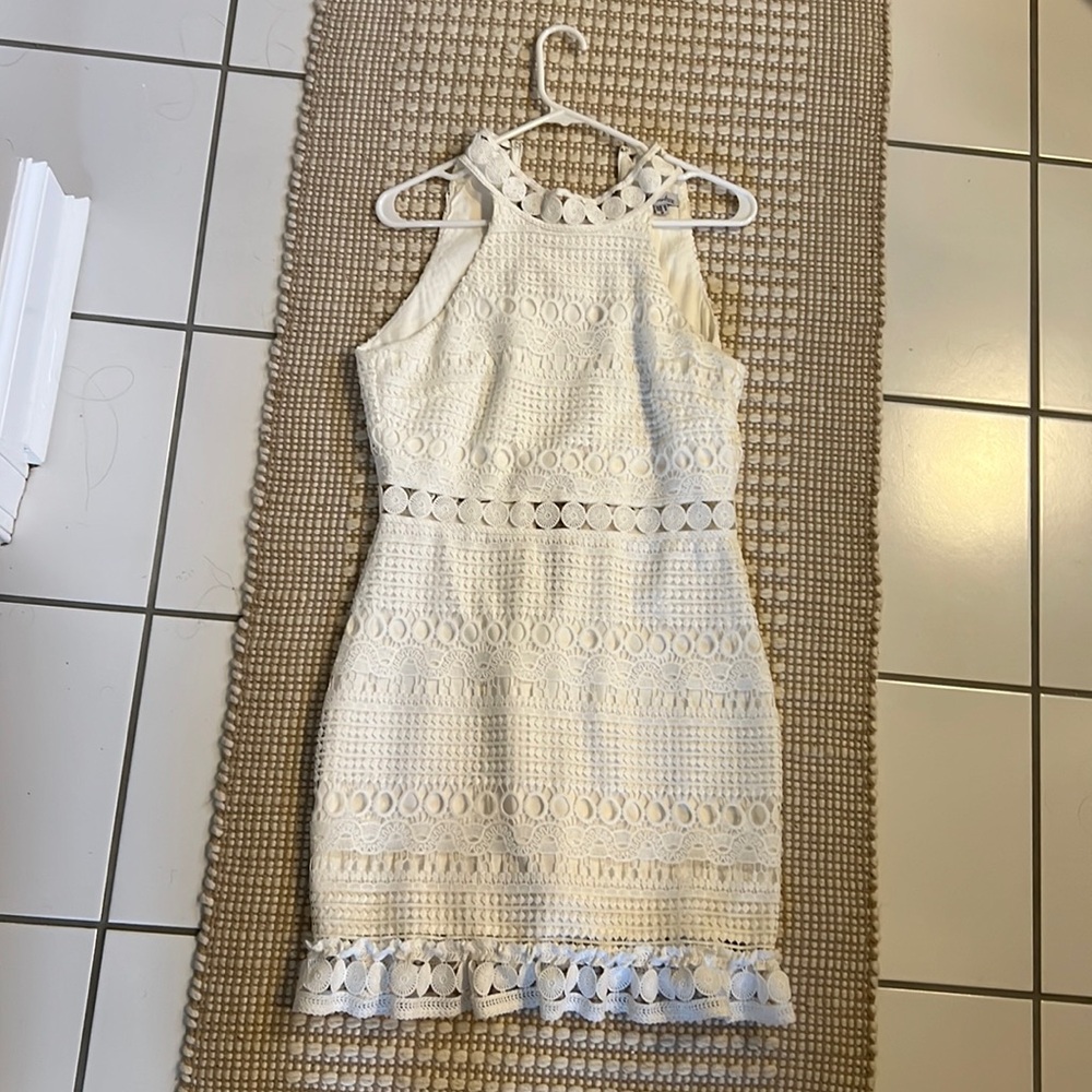 Size 6 white halter style dress - worn once!